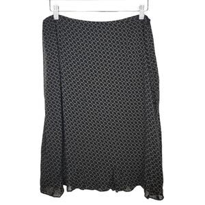 4/$25 -Harold's A-line 100% Rayon Chiffon Black Gold Fit & Flare Skirt Size M